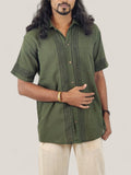 Green Button Down LinenxCotton Shirt